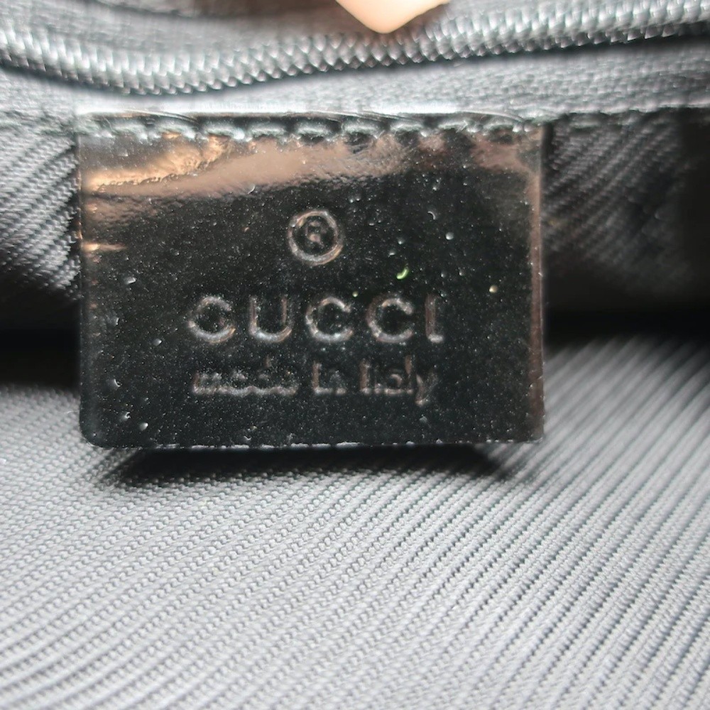 Gucci Monogram Hobo Black Patent Leather-Trim Canvas Medium Shoulder Bag - Picture 11 of 12